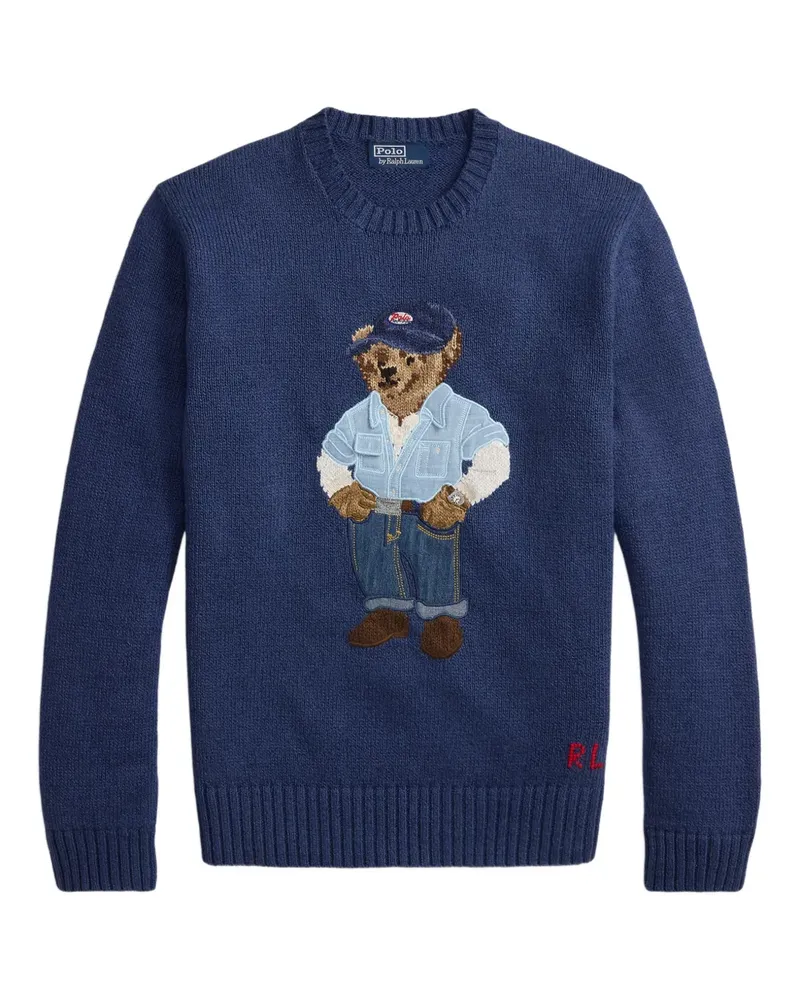 Ralph Lauren Pullover mit Teddybären-Stickerei - Blau Blau