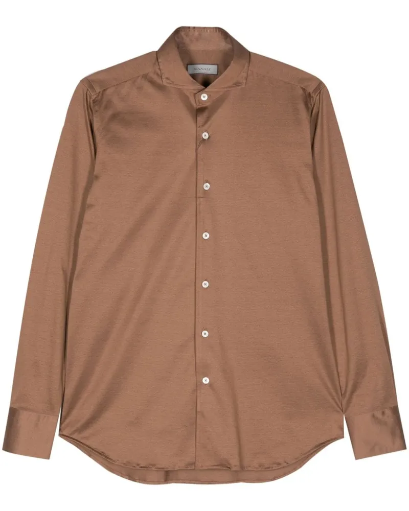Canali Hemd mit Ziernähten - Braun Braun