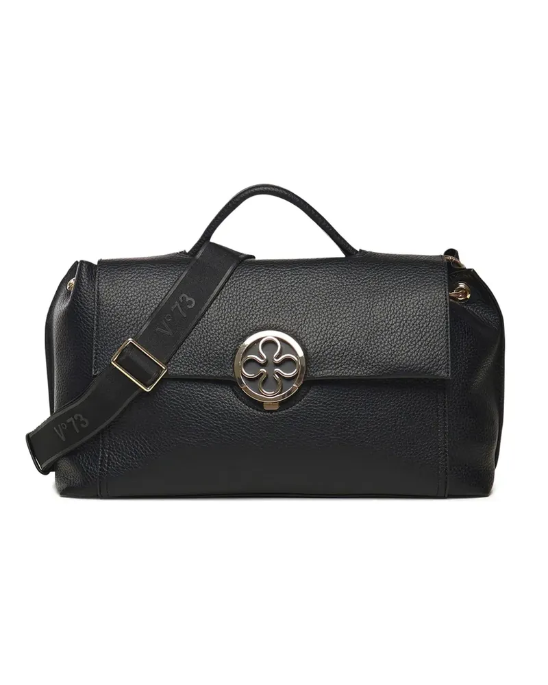 V°73 Federica Tote Bag mit Blumendetail - Schwarz Schwarz