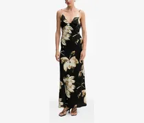 Maxikleid mit Blumen-Print - Schwarz
