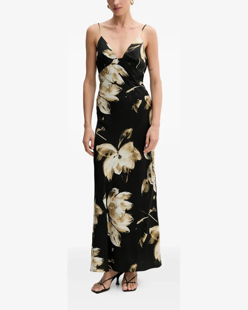 Bardot floral-print V-neck maxi dress - Schwarz Schwarz