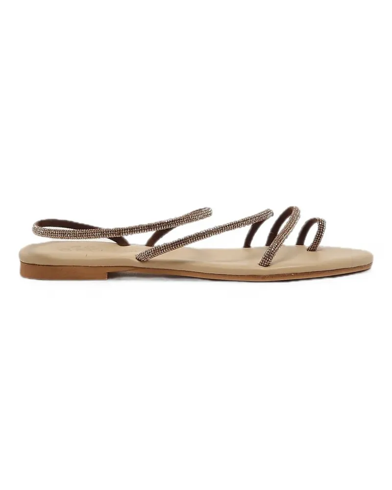 MC2 Saint Barth Flache Ring Sandalen mit Strass - Nude Nude