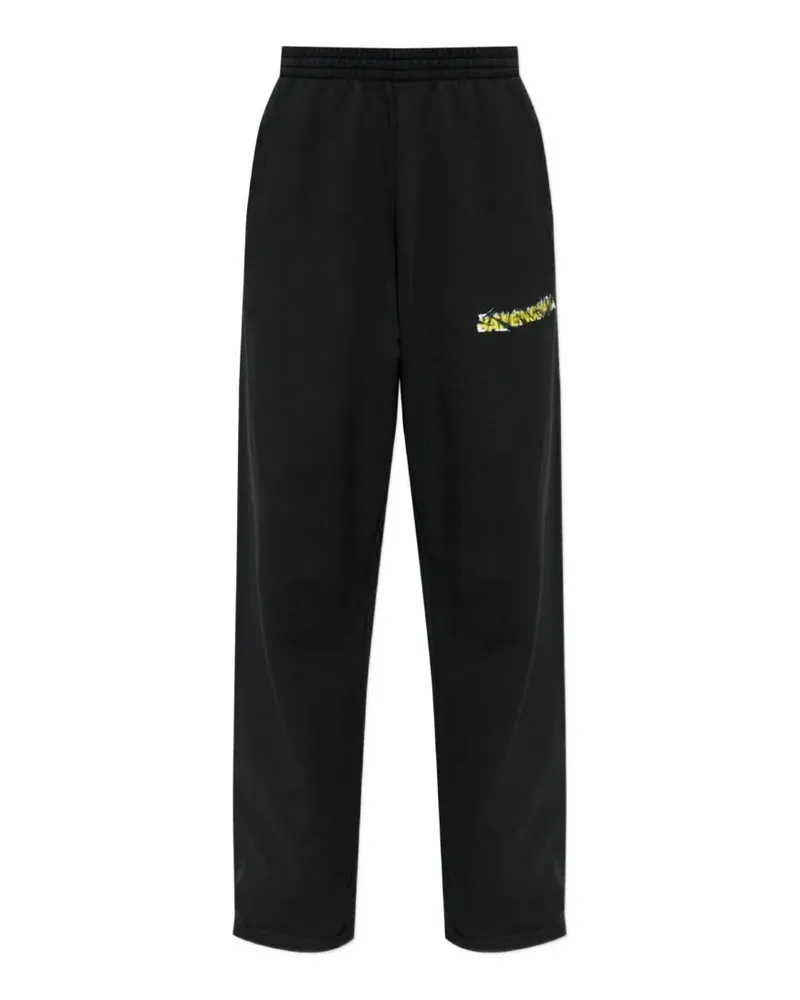 Balenciaga logo-print wide-leg track pants - Schwarz Schwarz