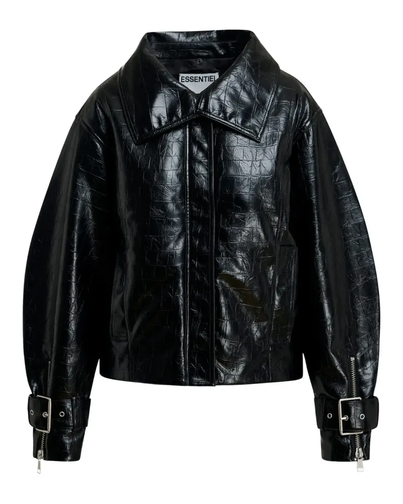 Essentiel Kabuki Jacke mit Kroko-Effekt - Schwarz Schwarz