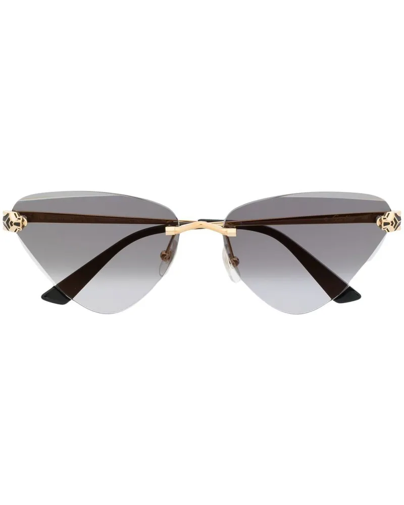 Cartier Cat-Eye-Sonnenbrille mit Panther-Schild - Schwarz Schwarz
