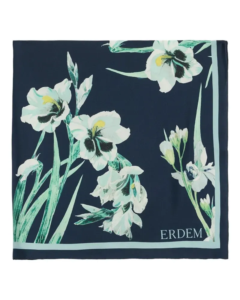 Erdem floral-print silk scarf - Blau Blau