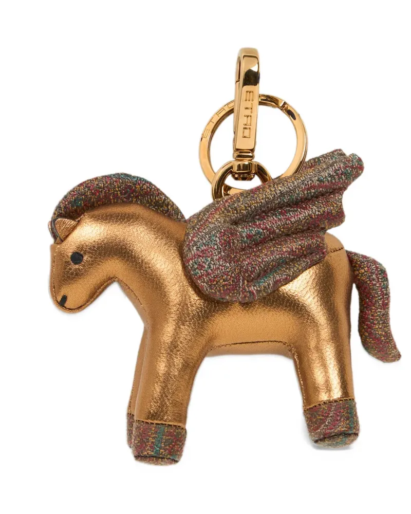 Etro Pegaso Taschenanhänger aus laminiertem Leder - Gold Gold