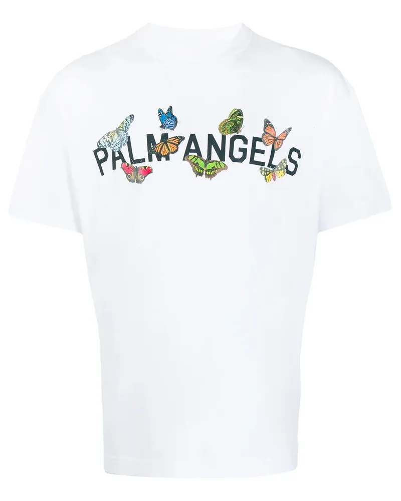 Palm Angels T-Shirt mit Schmetterlingen - Weiß Weiß