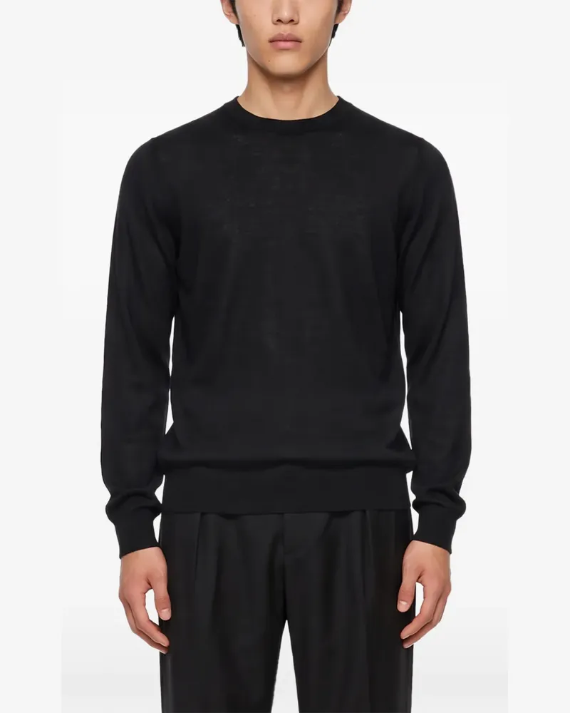 Tagliatore Budd Langarmpullover mit rundem Ausschnitt - Schwarz Schwarz