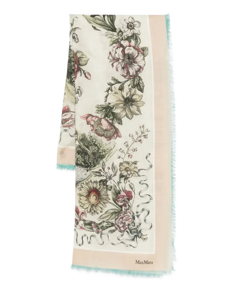 Max Mara Seidenschal mit Blumen-Print - Nude Nude