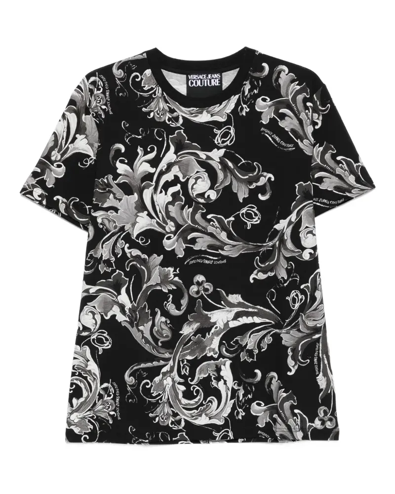 Versace Jeans T-Shirt mit Barocco-Print - Schwarz Schwarz