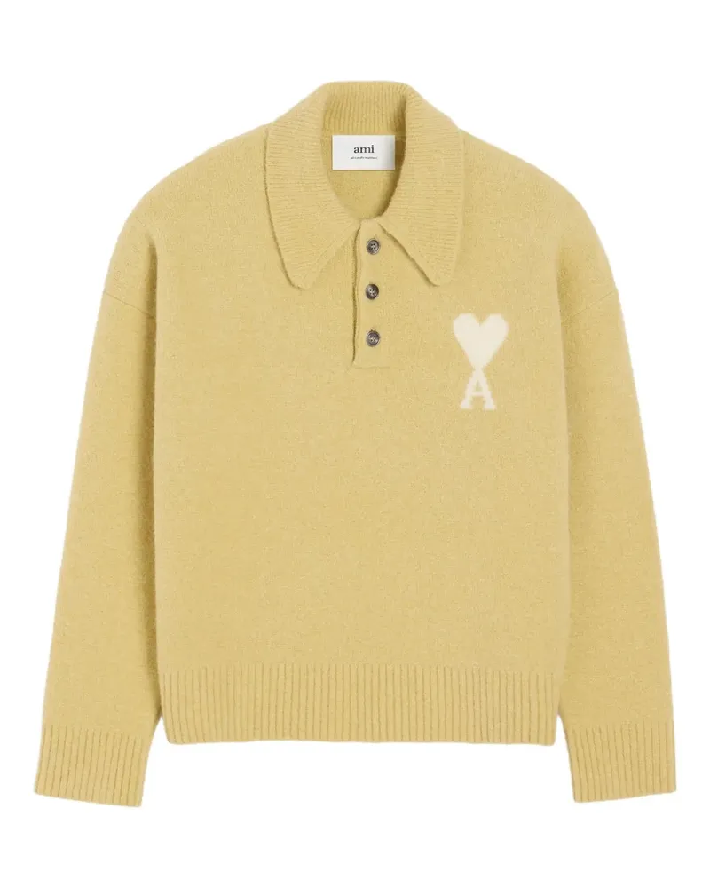 AMI Paris Langärmeliges Ami de Coeur Poloshirt - Gelb Gelb