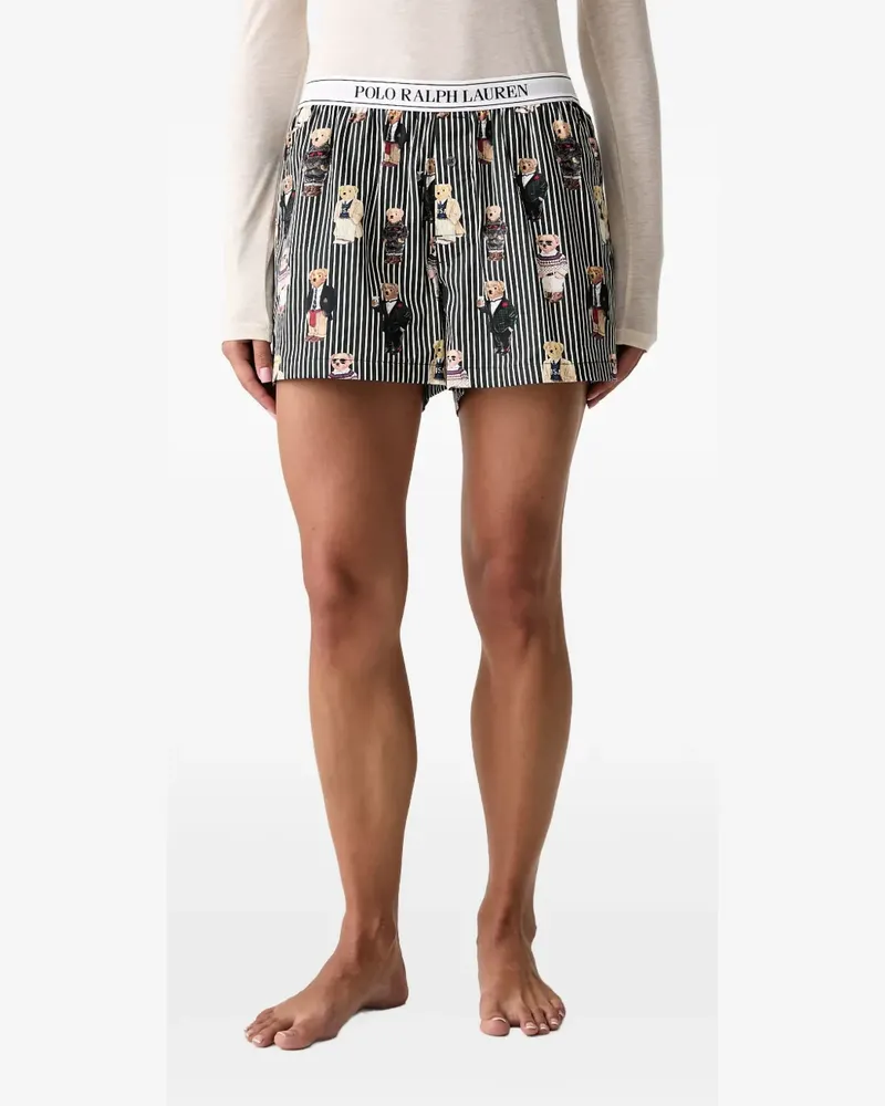 Ralph Lauren Polo Bear gestreifte Pyjama-Shorts - Schwarz Schwarz