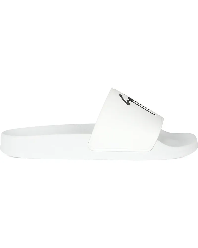 Giuseppe Zanotti Brett Pantoletten mit Logo - Weiß Weiß