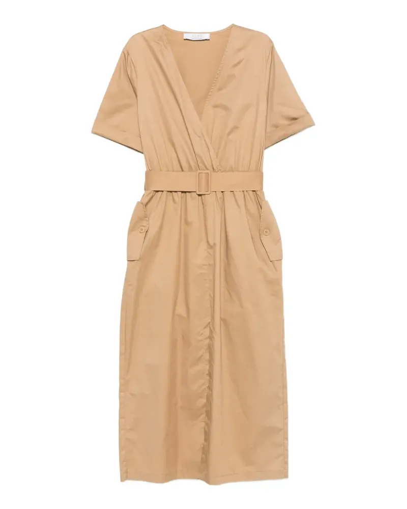 Kaos belted V-neck midi dress - Nude Nude
