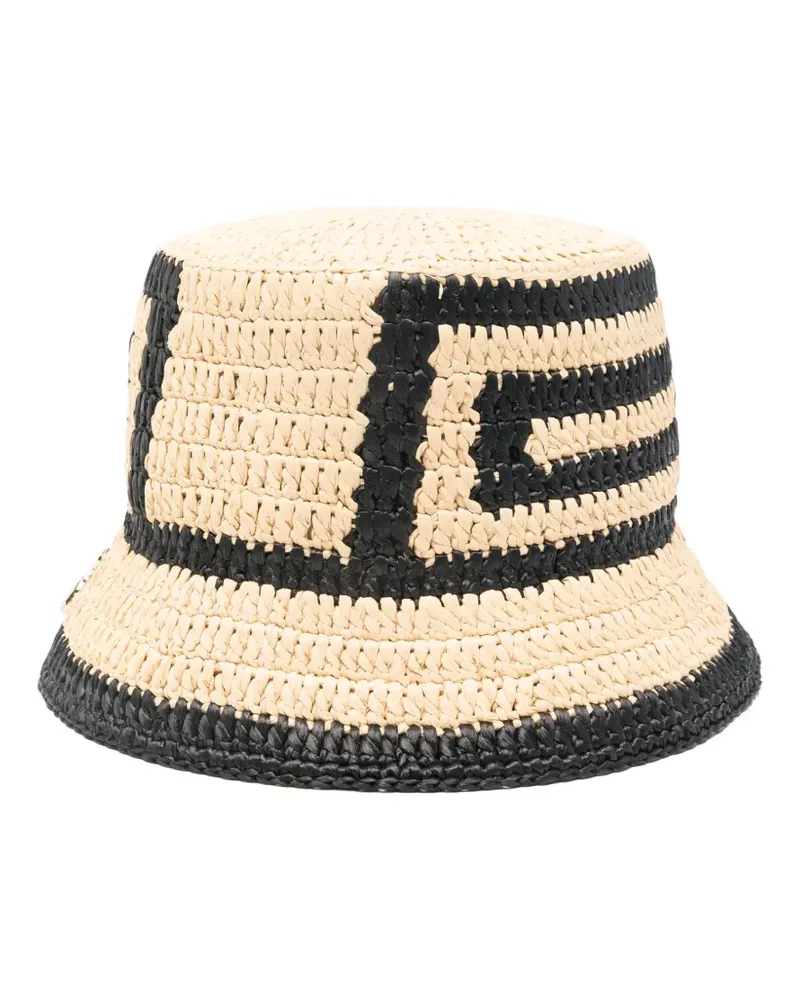 Patrizia Pepe Fischerhut aus Raffiabast mit geometrischem Muster - Nude Nude