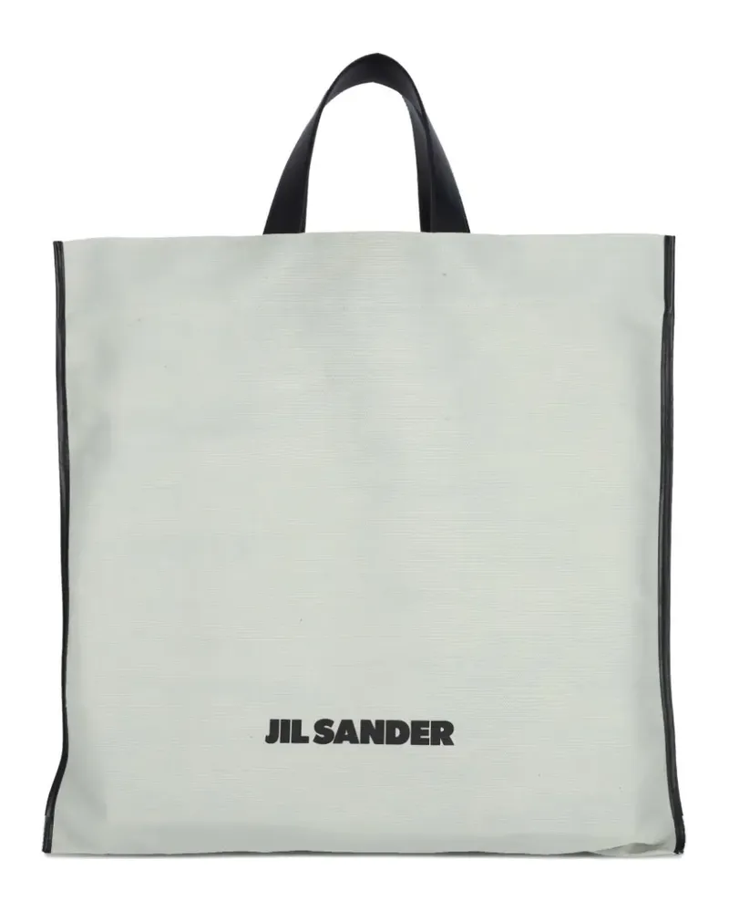 Jil Sander Große Tote Bag mit Lederbesatz - Grün Grün