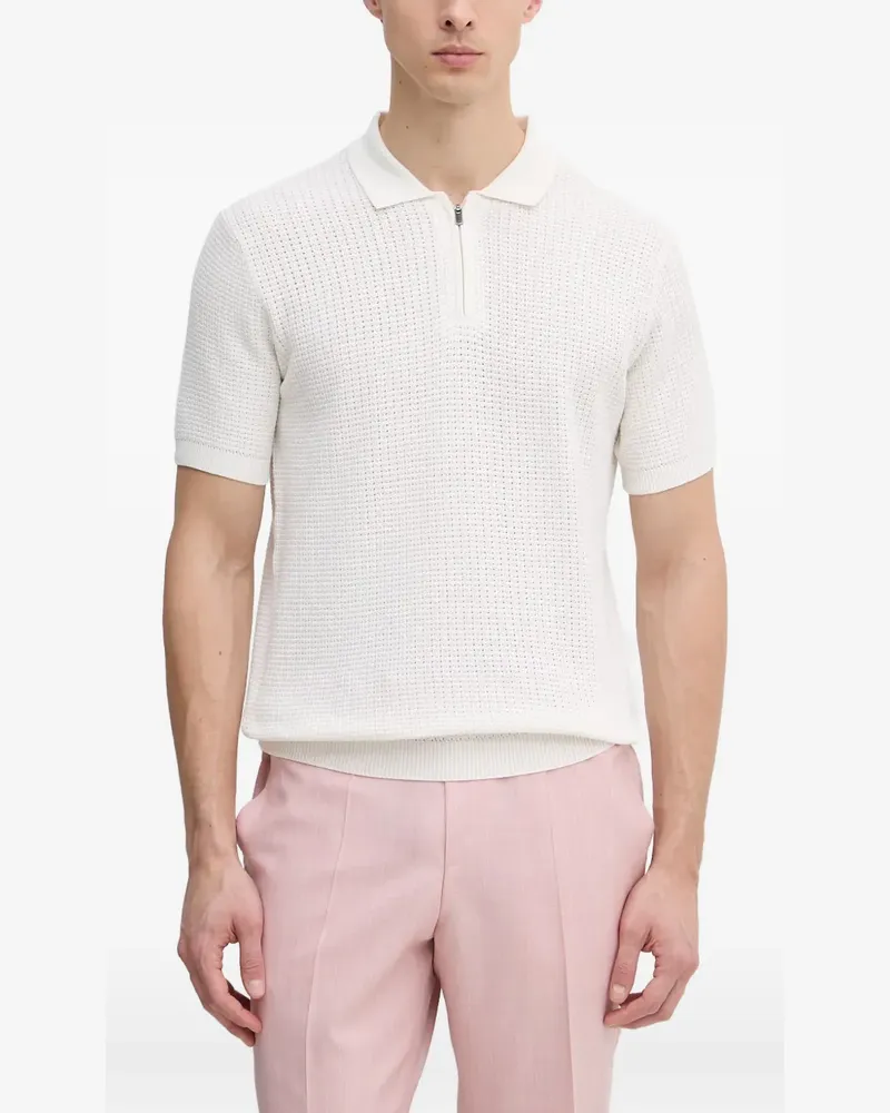 JOOP! Vascor waffle-knit zip-neck polo shirt - Weiß Weiß