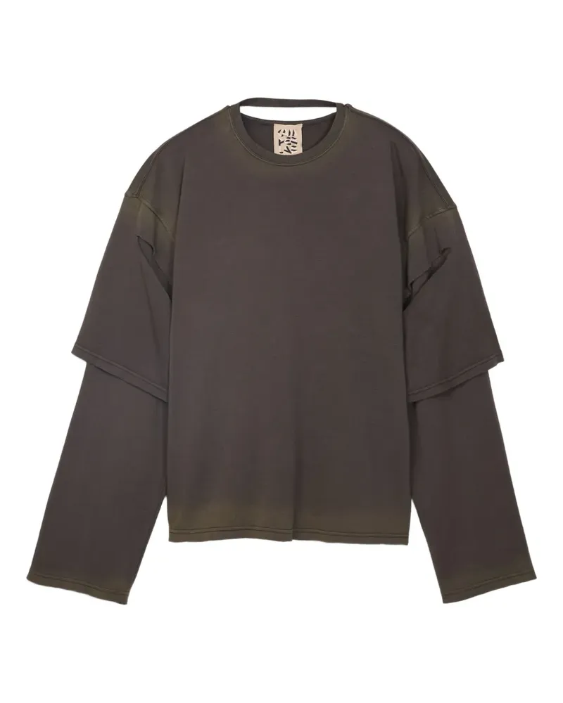 Camper T-Shirt aus Bio-Baumwolle im Layering-Look - Schwarz Schwarz