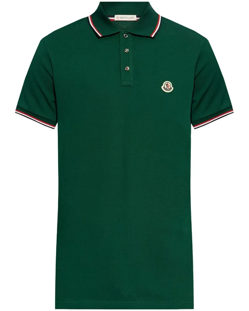 Moncler Poloshirt mit Logo-Patch - Grün Grün