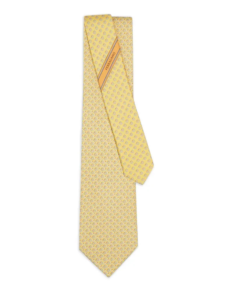 Ferragamo Gancini square-print silk tie - Gelb Gelb