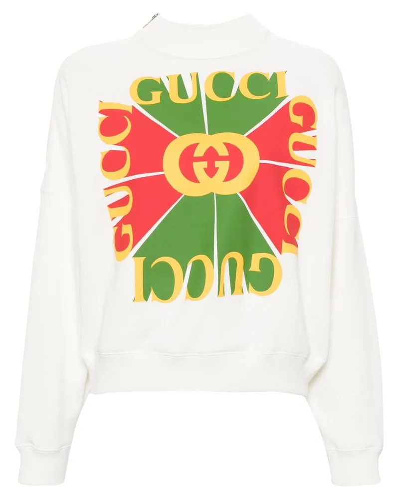 Gucci Vintage Sweatshirt mit Logo-Applikation Weiß