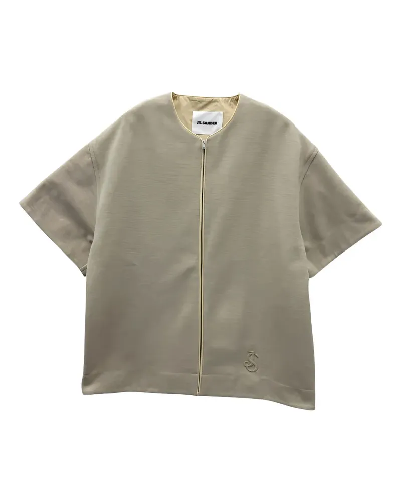 Jil Sander Reißverschluss-Hemd mit Logo-Stickerei - Nude Nude