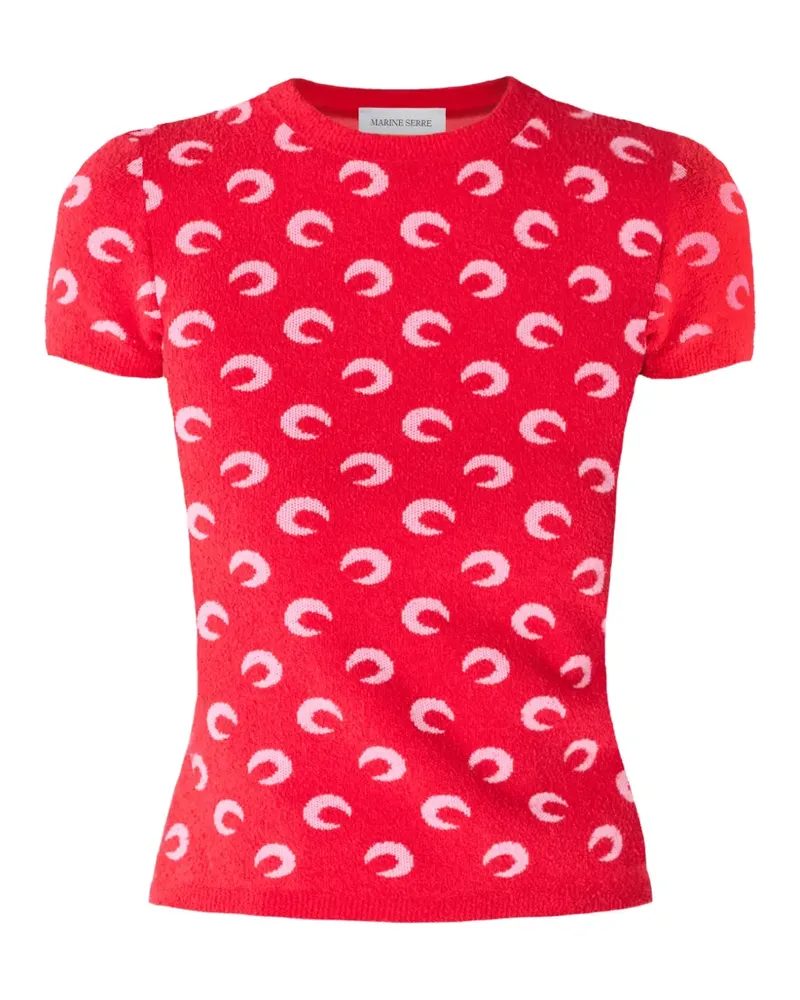 Marine Serre Moon Bouclette-T-Shirt aus Bio-Baumwolle - Rot Rot