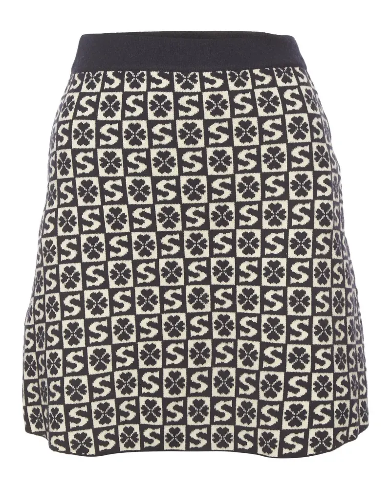 Sandro Ausgestellter Felicie Minirock mit Monogramm - Schwarz Schwarz