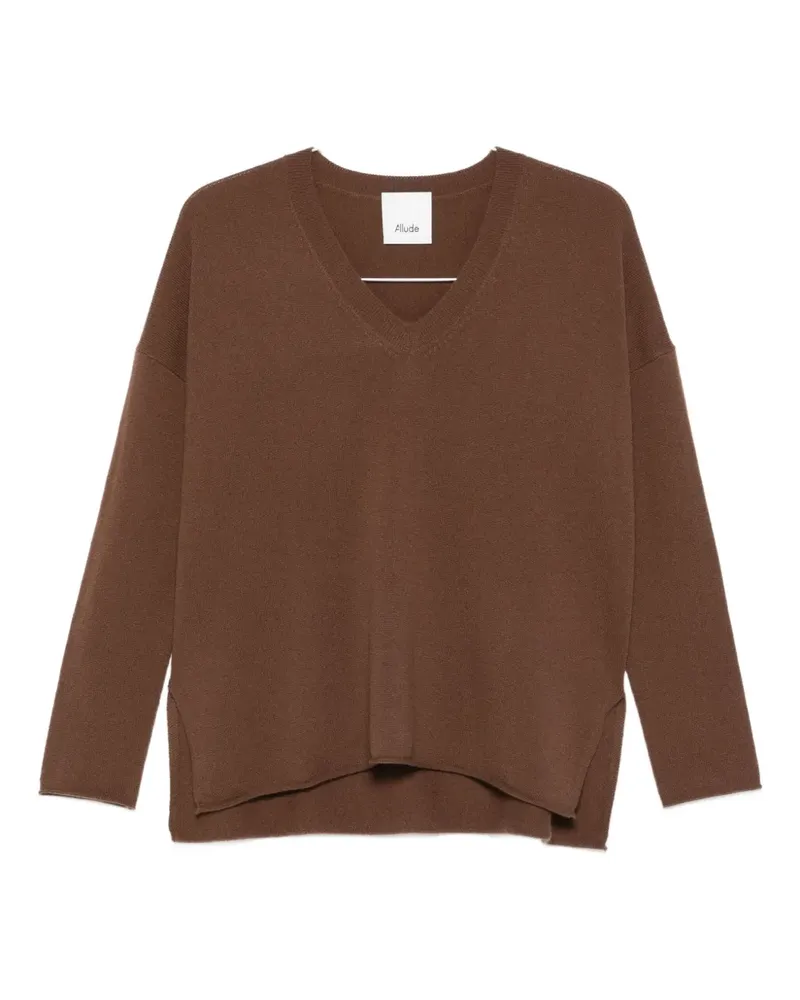 ALLUDE Kaschmirpullover mit V-Ausschnitt - Braun Braun