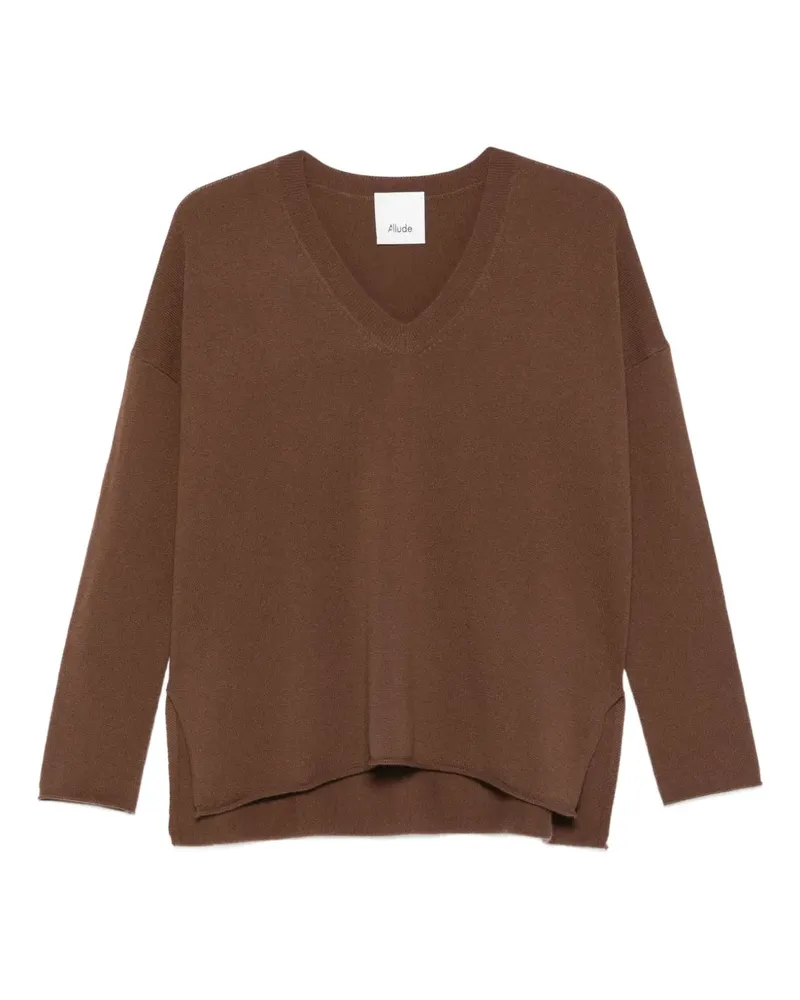 ALLUDE Kaschmirpullover mit V-Ausschnitt - Braun Braun