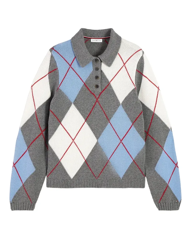 Tommy Hilfiger Pullover mit Argyle-Muster - Grau Grau