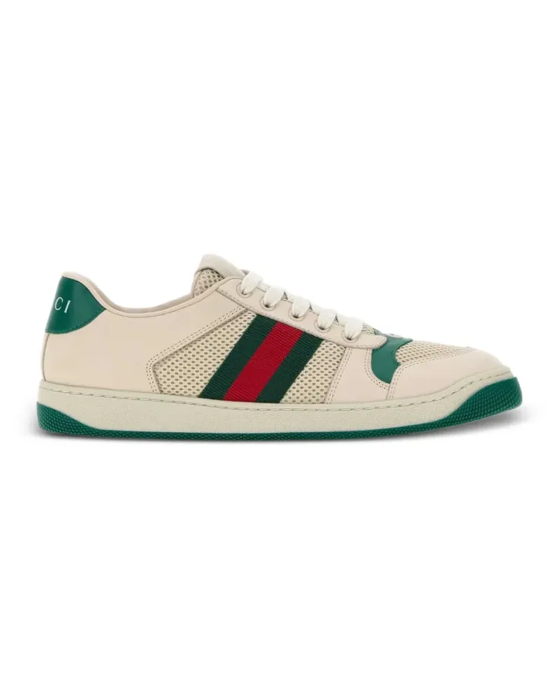 Gucci Screener Mesh-Sneakers aus Wildleder - Nude Nude