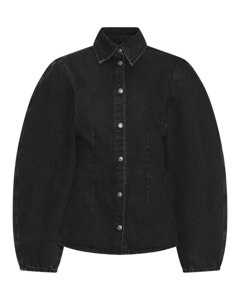 ROTATE Birger Christensen Klassisches Jeanshemd - Schwarz Schwarz