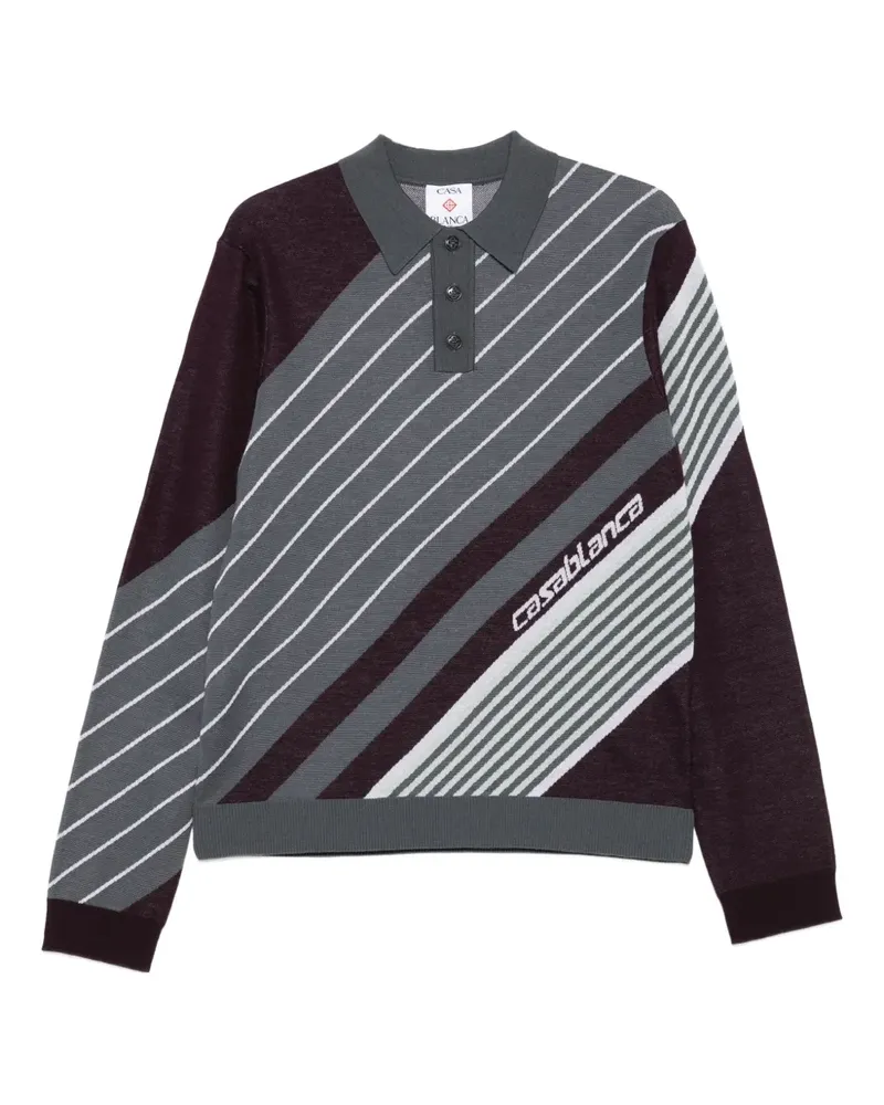 Casablanca Paris Poloshirt mit diagonalen Streifen - Schwarz Schwarz