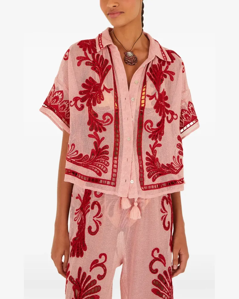 FARM Rio embroidered button-up shirt - Rosa Rosa