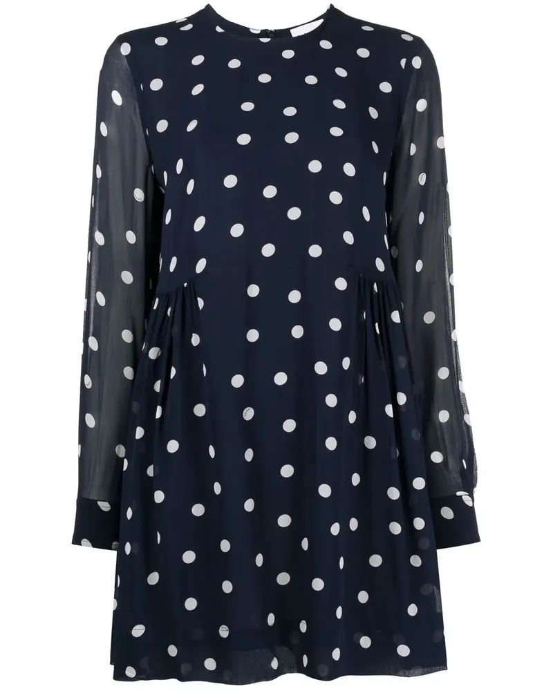 Ganni Minikleid mit Polka Dots - Blau Blau