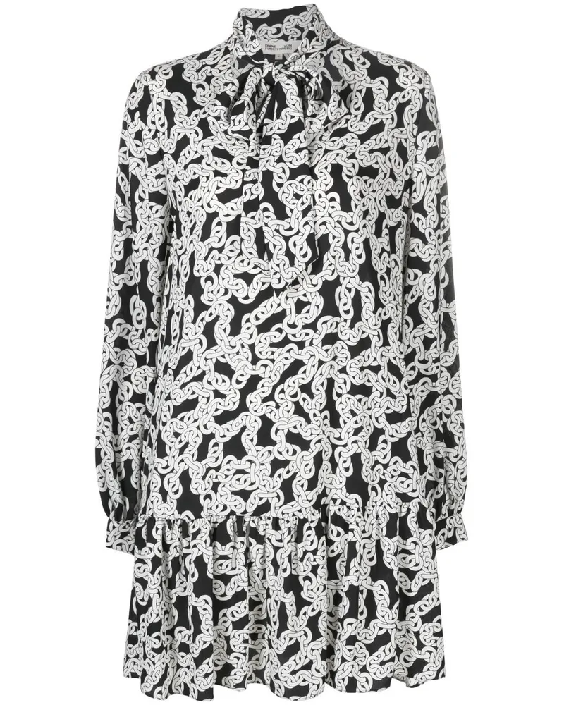 Diane von Furstenberg Kleid mit Ketten-Print - Schwarz Schwarz