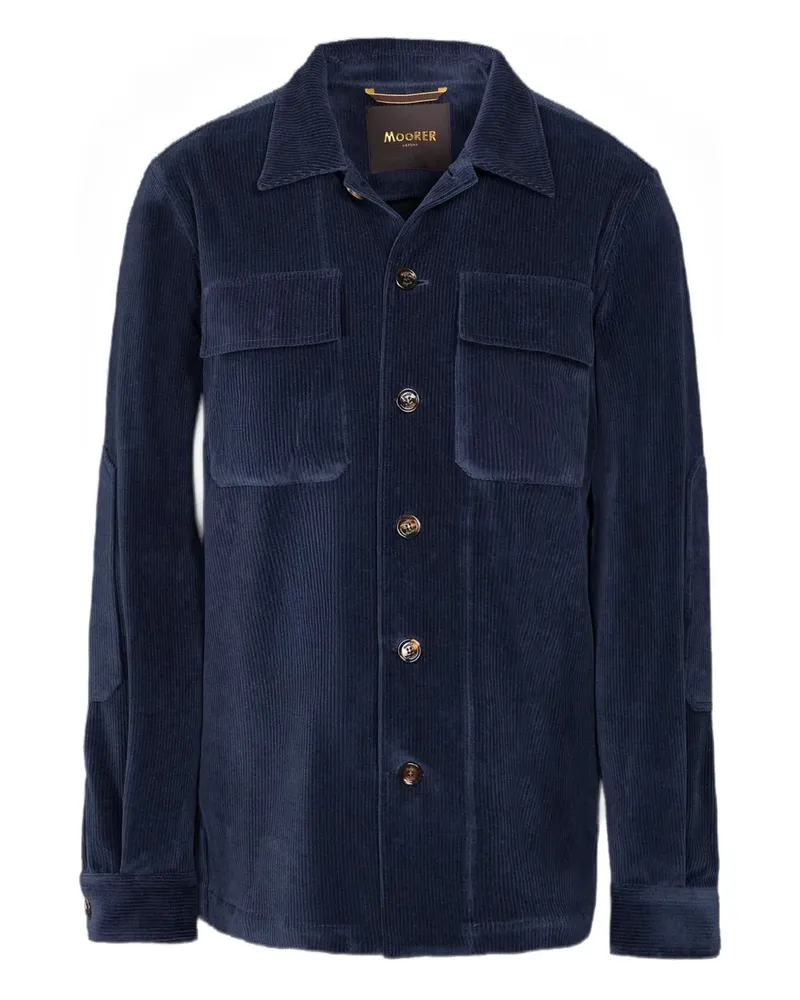 MOORER Hemd aus Cord mit aufgesetzter Tasche - Blau Blau