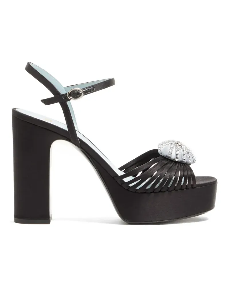 Valentino Garavani Coeur Royal platform sandals in satin 115mm - Schwarz Schwarz