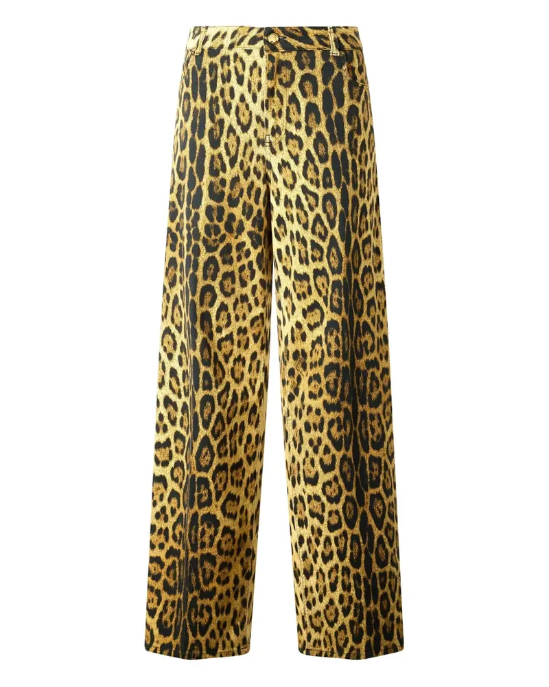 Roberto Cavalli Hose mit Jaguar-Print - Schwarz Schwarz