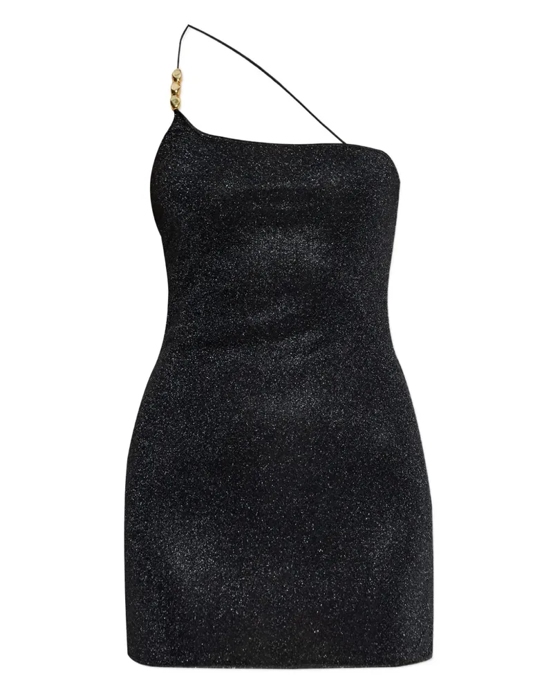 Oséree Einschultriges Lumière Minikleid - Schwarz Schwarz
