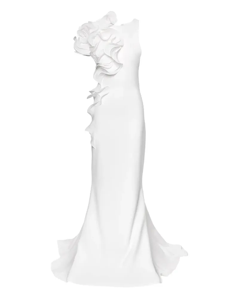 Ana Radu Abendkleid mit Blumenapplikationen - Weiß Weiß