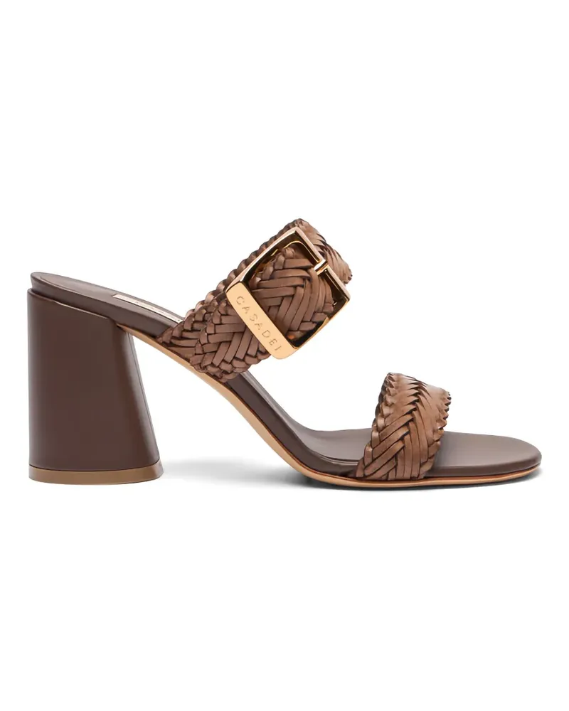 Casadei Kenya buckle-embellished woven sandals - Braun Braun