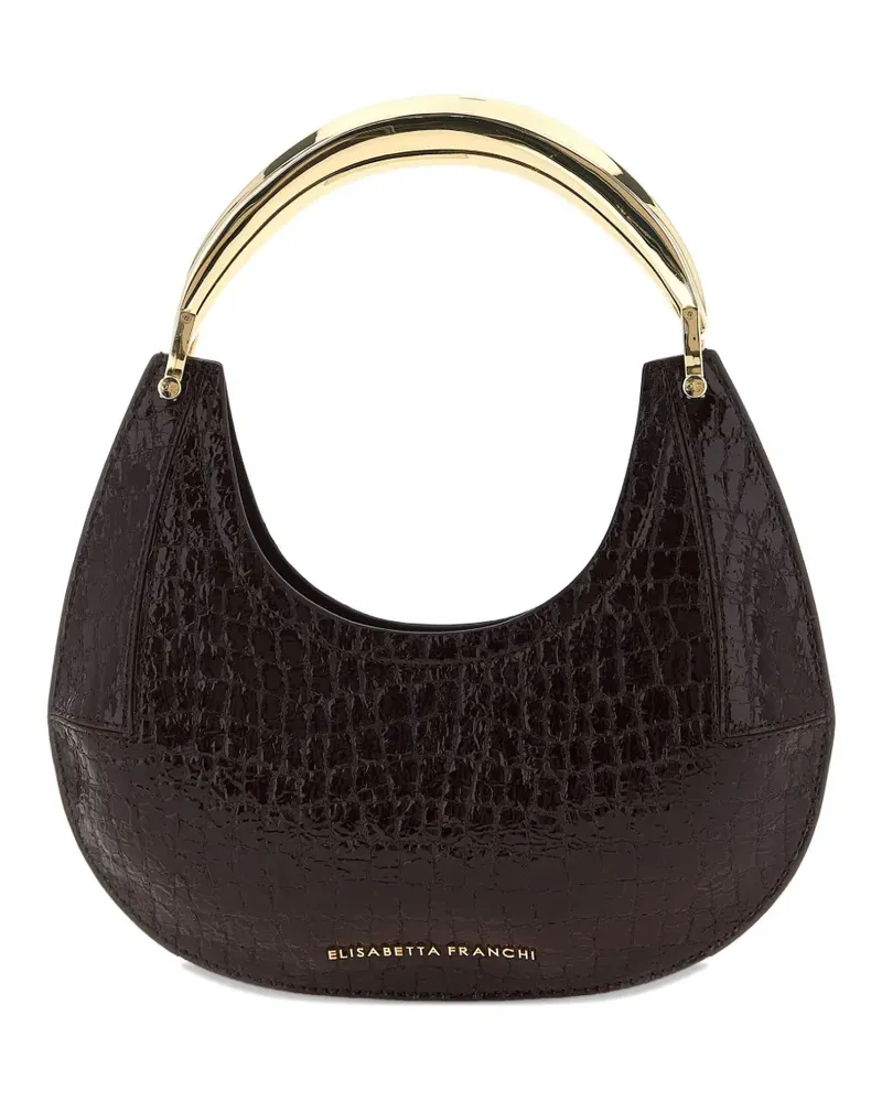Elisabetta Franchi Kleine Hobo Schultertasche mit Kroko-Effekt - Braun Braun