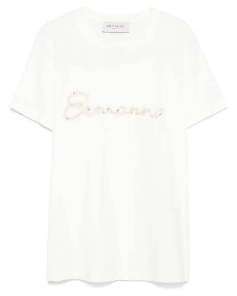 Ermanno Scervino T-Shirt mit Logo-Stickerei - Weiß Weiß