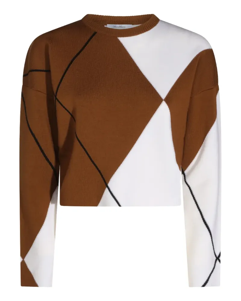 Max Mara Kastiger Argyle-Pullover aus Wolle - Braun Braun