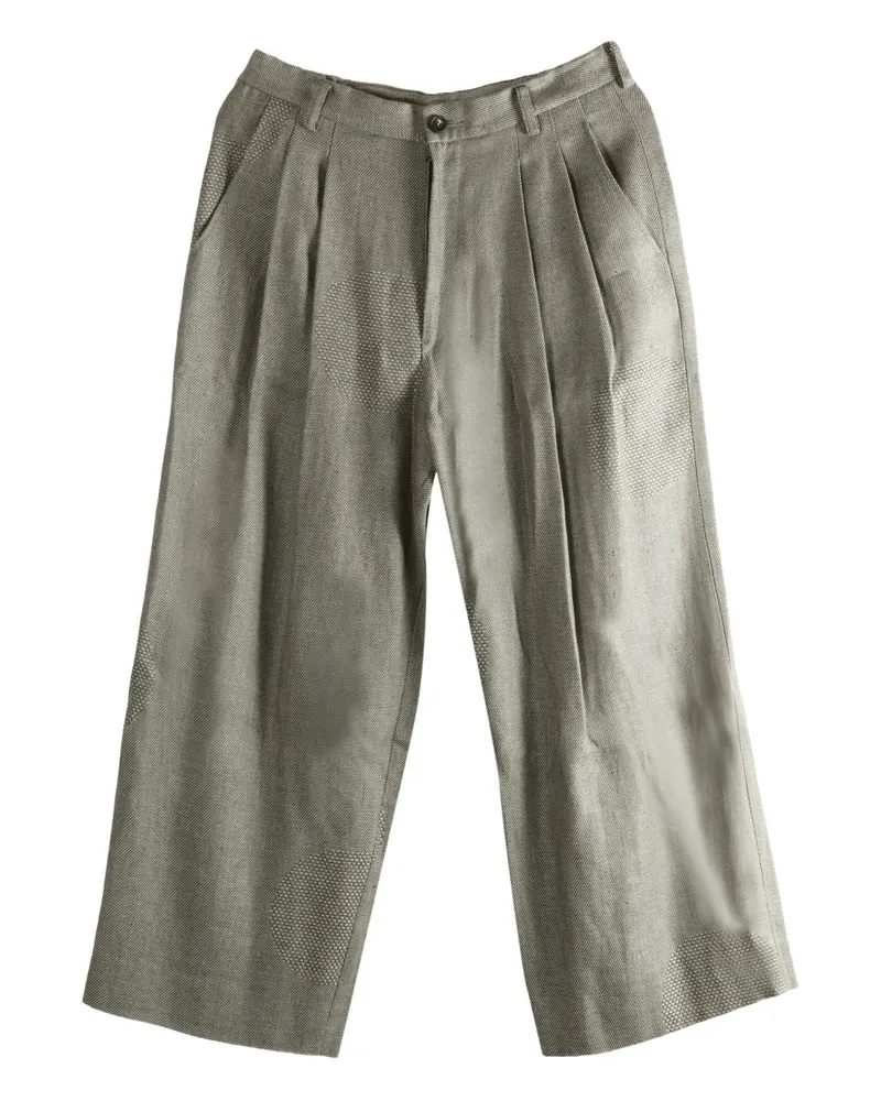 Ziggy Chen Leinenhose mit weitem Bein - Grau Grau