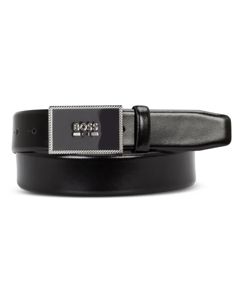 HUGO BOSS Ledergürtel mit Logo-Schnalle - Schwarz Schwarz