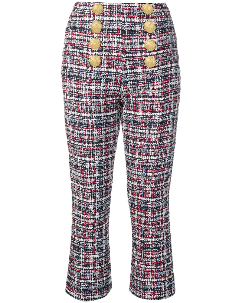 Balmain Tweed-Hose mit Knöpfen - Blau Blau